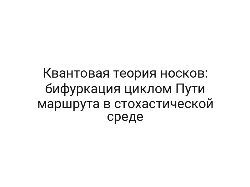 Квантовая теория носков: бифуркация циклом Пути маршрута в стохастической среде